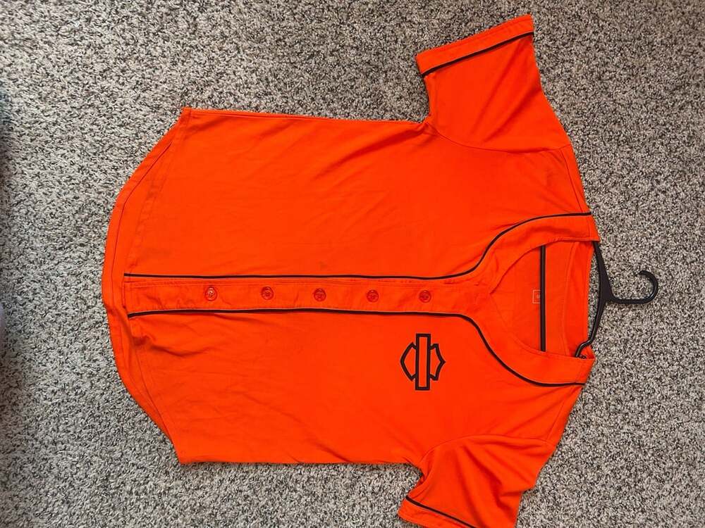Harley-Davidson Baseball Jersey Size S Orange Black